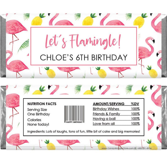 BD511 - Flamingos and Pineapples Birthday Candy Bar Wrapper Flamingos and Pineapples Birthday Candy Bar Wrapper Candy Wrappers BD511