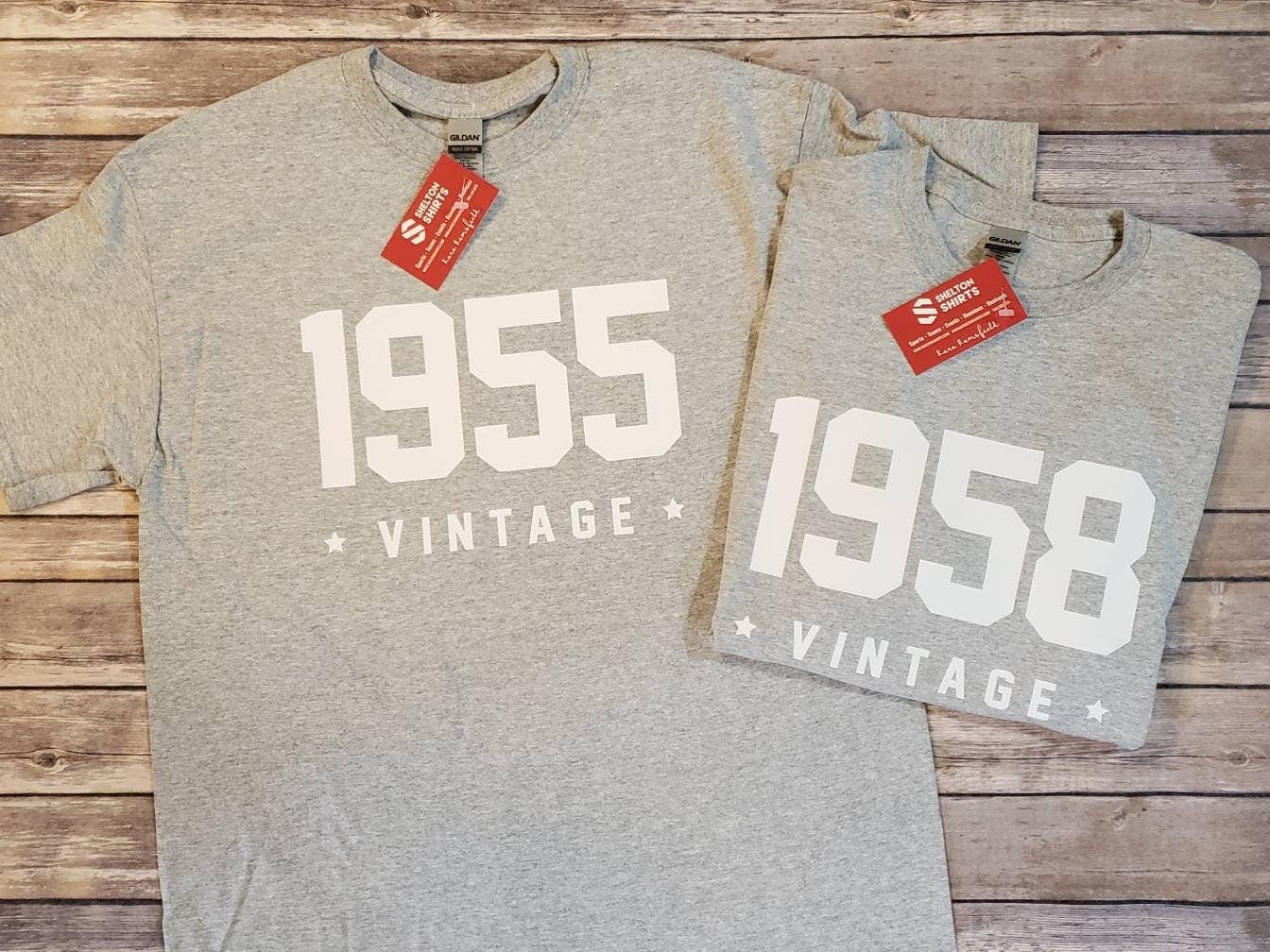 Birthyear Vintage T-shirt - Birthday Gift - Birthday Party Shirt - Any Year and Color Shelton Shirts