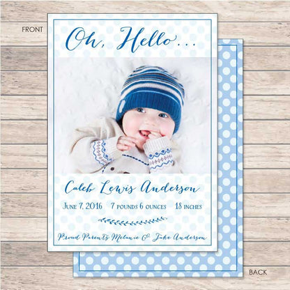 Blue Dots Baby Boy Birth Announcement Birth Announcement Candy Wrapper Store