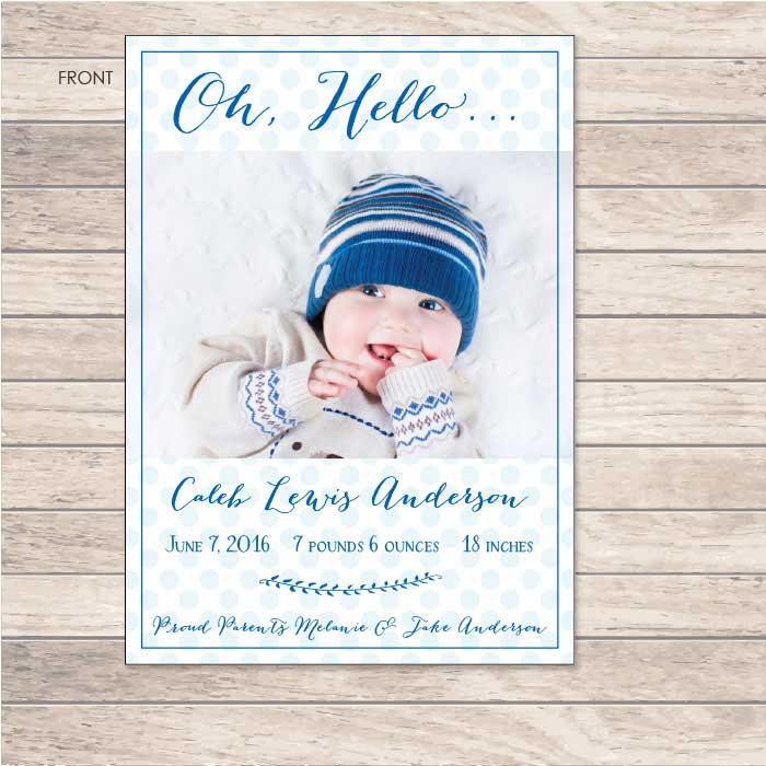 Blue Dots Baby Boy Birth Announcement Birth Announcement Candy Wrapper Store