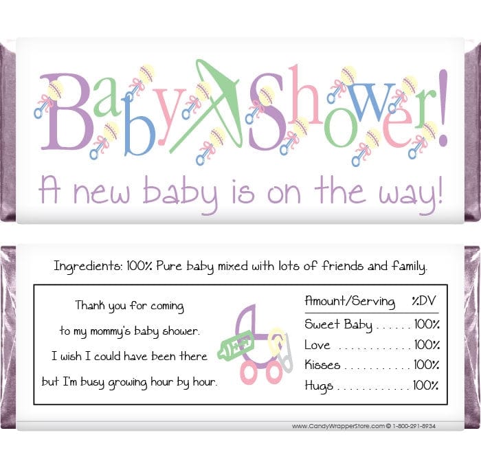 BS204aQF - Baby Shower Candy Bar Wrappers Quick Favor Non-Personalized Baby Shower Candy Bar Wrappers Baby & Toddler BS204