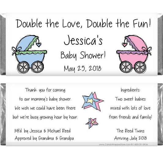 BS212a - Baby Shower Twins Girl Boy Candy Bar Wrappers Baby & Toddler BS212