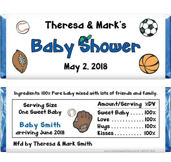 BS219 - Baby Shower Sports Theme Candy Bar Wrappers Baby & Toddler BS219