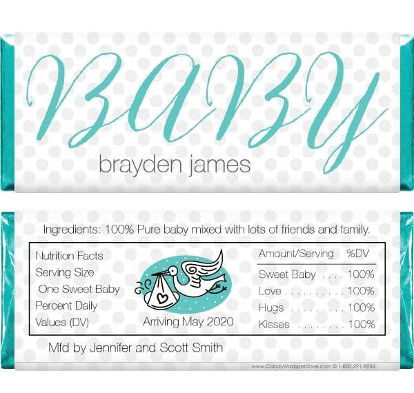 BS220 - Baby Shower Scribble Script Candy Bar Wrappers Baby Shower Scribble Script Candy Bar Wrappers Baby & Toddler BS220