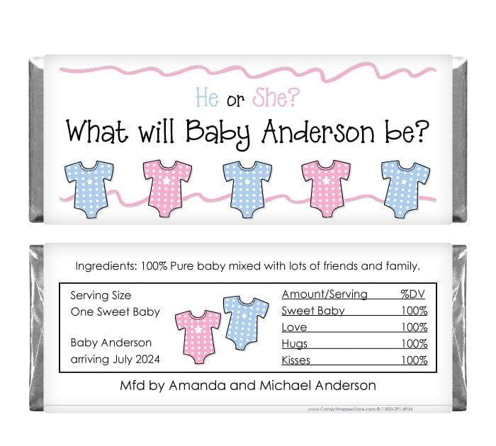 BS230A - Baby Shower Onesie Candy Bar Wrappers Baby Shower Onesie Candy Bar Wrappers Baby & Toddler BS230