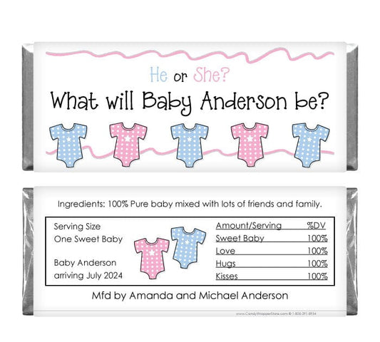 BS230A - Baby Shower Onesie Candy Bar Wrappers Baby Shower Onesie Candy Bar Wrappers Baby & Toddler BS230