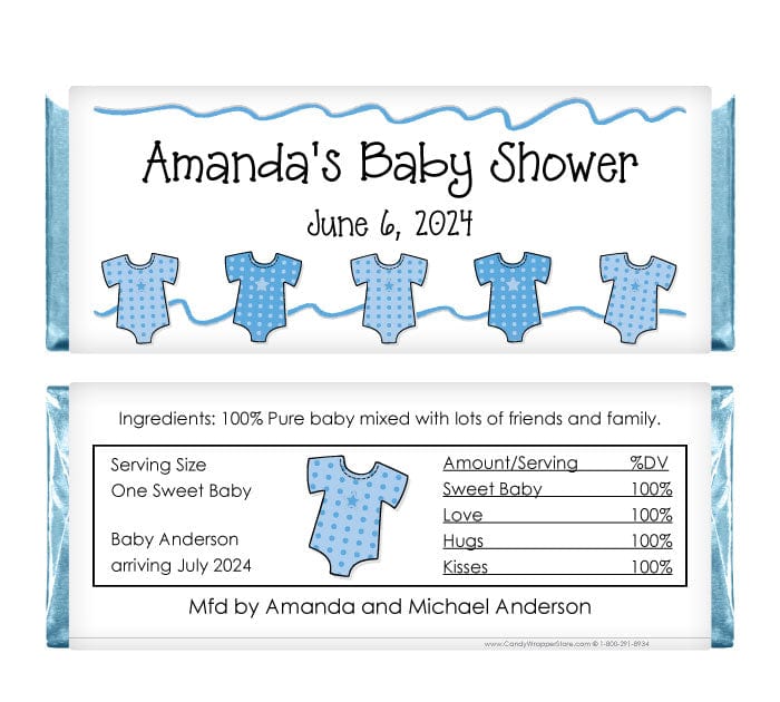 BS230B - Baby Shower Blue Onesies Candy Bar Wrappers Baby Shower Blue Onesies Candy Bar Wrappers Baby & Toddler BS230