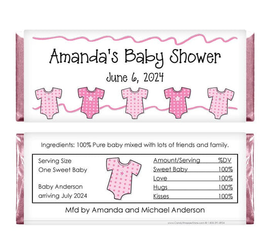 BS230P - Baby Shower Pink Onesies Candy Bar Wrappers Baby Shower Pink Onesies Personalized Candy Bar Wrappers Baby & Toddler BS230