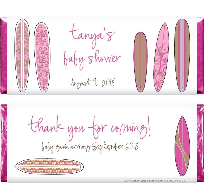 BS232P - Baby Shower Pink Surfboards Candy Bar Wrappers Baby Shower Pink Surfboards Candy Bar Wrappers Baby & Toddler BS232