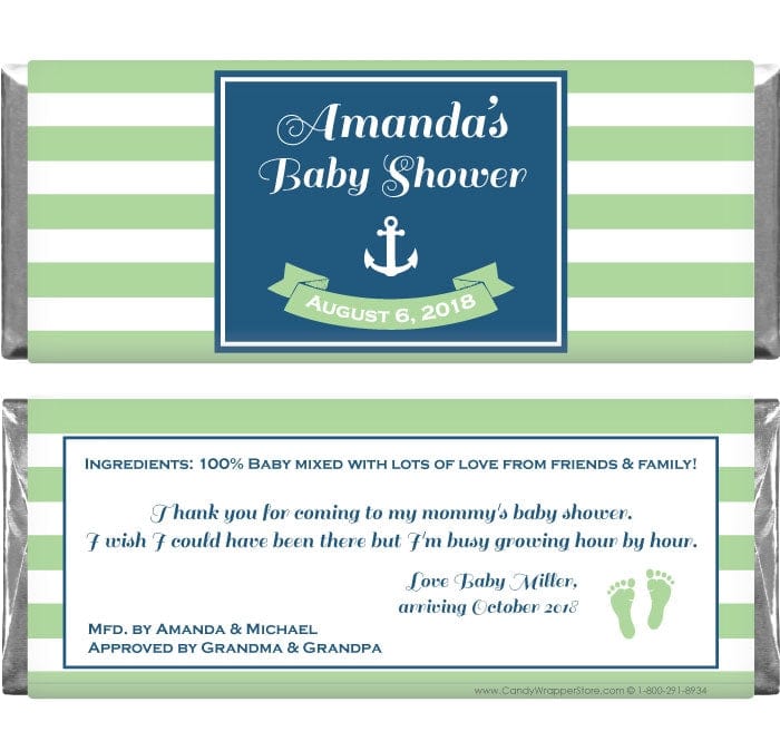 BS234b - Nautical Theme Baby Shower Candy Bar Wrappers Custom Nautical Themed Baby Shower Candy Bar Wrappers Baby & Toddler BS234