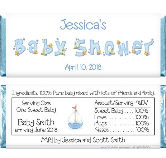 BS245 - Baby Shower Sailboat Candy Bar Wrappers Baby Shower Sailboat Candy Bar Wrappers Baby & Toddler BS245