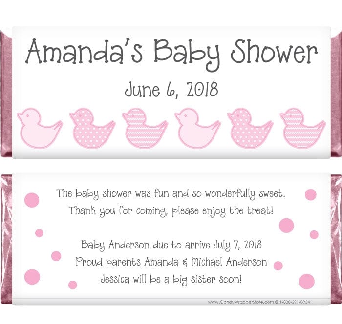 BS248P - Pink Duckie Baby Shower Candy Bar Wrappers Pink Duckie Baby Shower Candy Bar Wrappers Baby & Toddler BS248