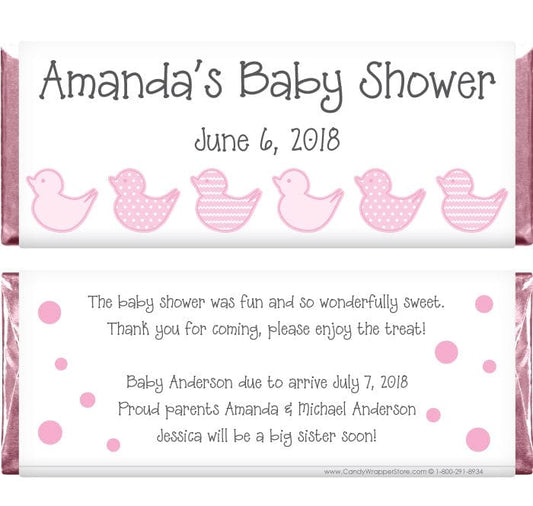 BS248P - Pink Duckie Baby Shower Candy Bar Wrappers Pink Duckie Baby Shower Candy Bar Wrappers Baby & Toddler BS248