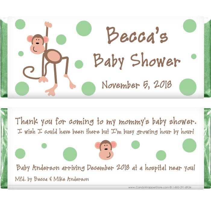 BS249 - Monkey Baby Shower Candy Bar Wrappers Monkey Baby Shower Candy Bar Wrappers Baby & Toddler BS249