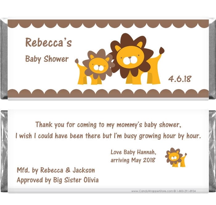 BS260 - Baby Shower Lions Candy Bar Wrappers Chic lions themed baby shower Hershey's candy bar wrappers Baby & Toddler BS260
