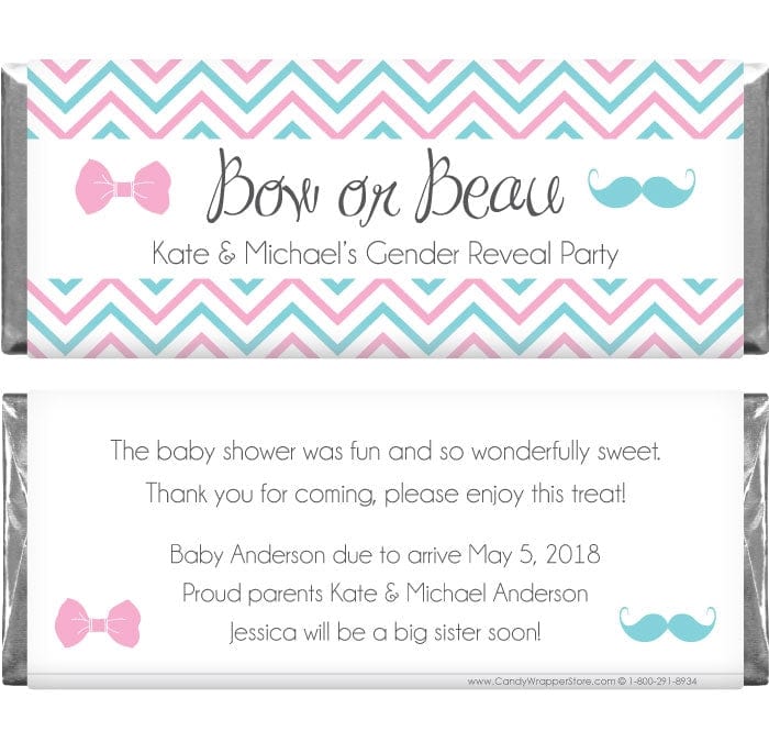 BS266 - Bow or Beau Chevron Gender Reveal Candy Bar Wrappers Bow or Beau Chevron Gender Reveal Candy Bar Wrappers Baby & Toddler BS266