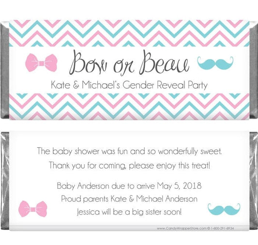 BS266 - Bow or Beau Chevron Gender Reveal Candy Bar Wrappers Bow or Beau Chevron Gender Reveal Candy Bar Wrappers Baby & Toddler BS266