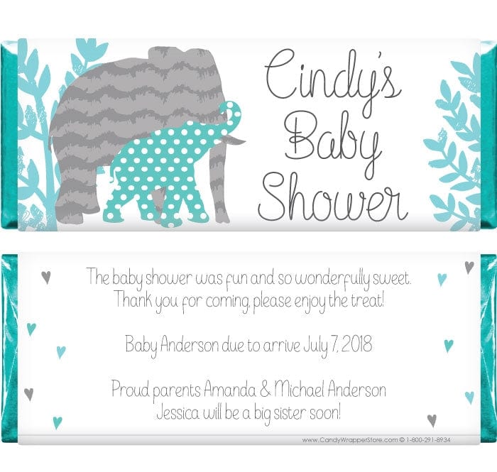 BS271 - Elephant Love Baby Shower Candy Bar Wrappers Elephant Love Baby Shower Candy Bar Wrappers Baby & Toddler BS271