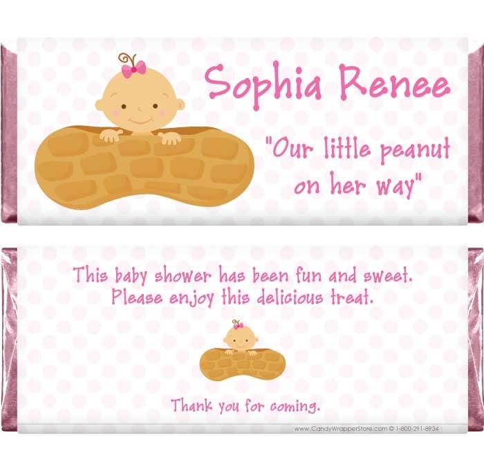 BS272P - Our Little Peanut Baby Shower Pink Dots Candy Bar Wrapper Our Little Peanut Baby Shower Pink Dots Candy Bar Wrapper Baby & Toddler BS272