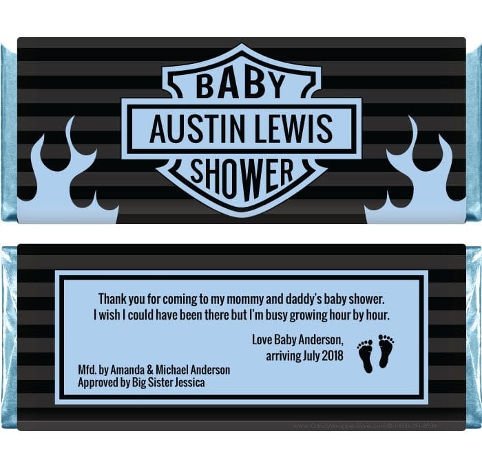 BS273B - Baby Shower Blue Harley Davidson Logo Candy Bar Wrapper Baby Shower Blue Harley Davidson Logo Candy Bar Wrapper Baby & Toddler BS273