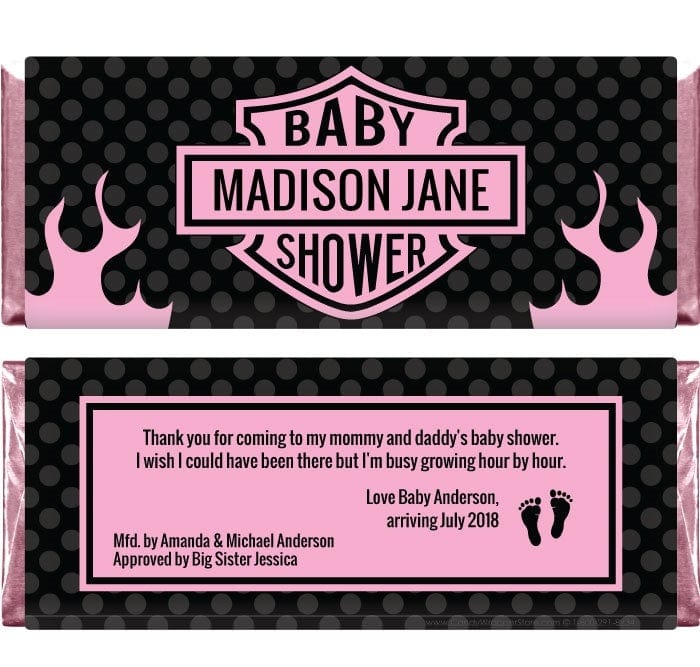 BS273P - Baby Shower Pink Harley Davidson Logo Candy Bar Wrapper Baby Shower Pink Harley Davidson Logo Candy Bar Wrapper Baby & Toddler BS273
