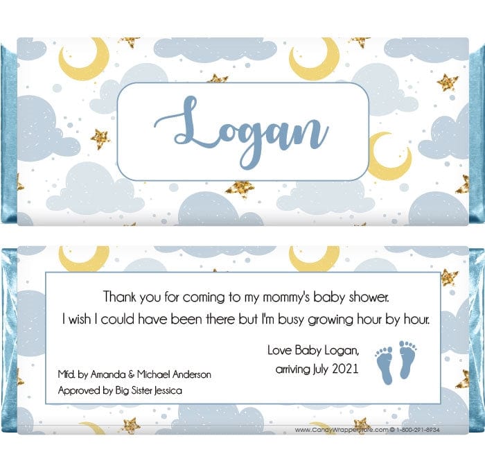 BS295 - Moon, Cloud and Star Baby Shower Candy Bar Wrappers Moon, Cloud and Star Baby Shower Candy Bar Wrappers Baby & Toddler BS295