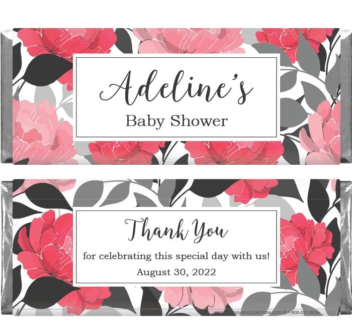 BS298 - Perfect Pink Peony Baby Shower Candy Bar Wrappers Perfect Pink Peony Baby Shower Candy Bar Wrappers Baby & Toddler BS298