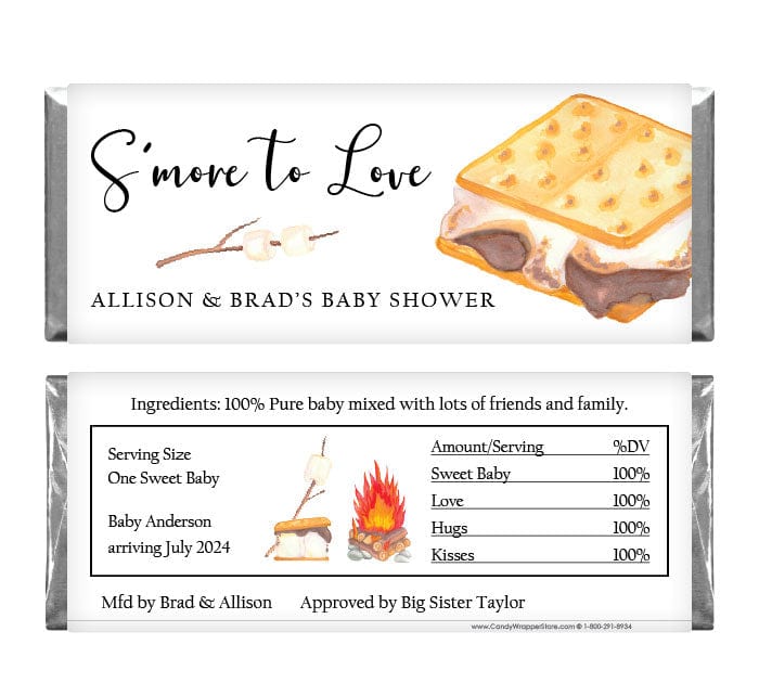 Smore to Love Baby Shower Candy Bar Wrappers - BS302 Birth Announcement BS302