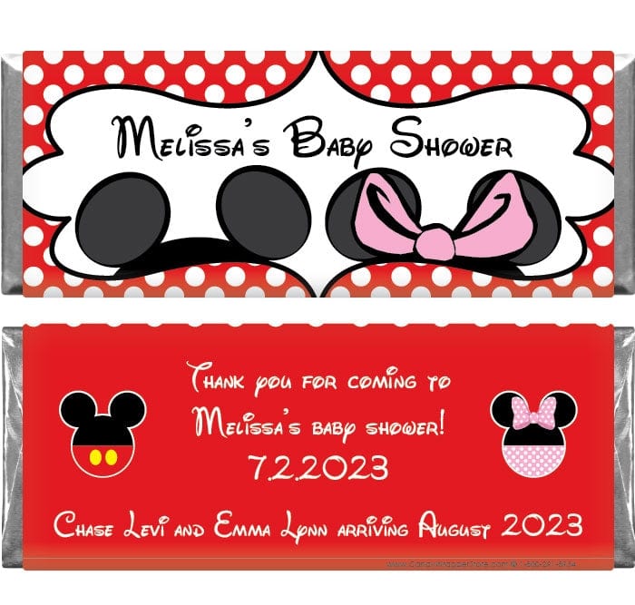 BS341BG - Minnie and Mickey Twins Baby Shower Candy Bar Wrapper Minnie and Mickey Twins Baby Shower Candy Bar Wrapper Baby & Toddler BS341