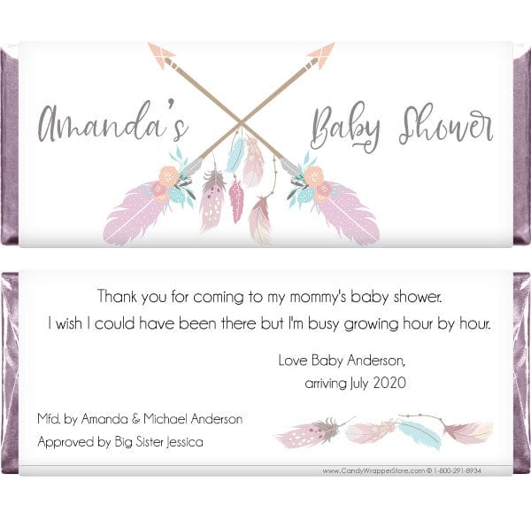 BS344 - Feathers and Arrows Baby Shower Candy Bar Wrappers Feathers and Arrows Baby Shower Candy Bar Wrappers Baby & Toddler BS344