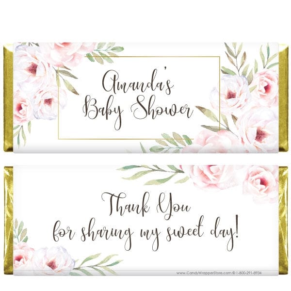 BS345 - Framed Floral Baby Shower Candy Bar Wrappers Framed Floral Baby Shower Candy Bar Wrappers Baby & Toddler BS345