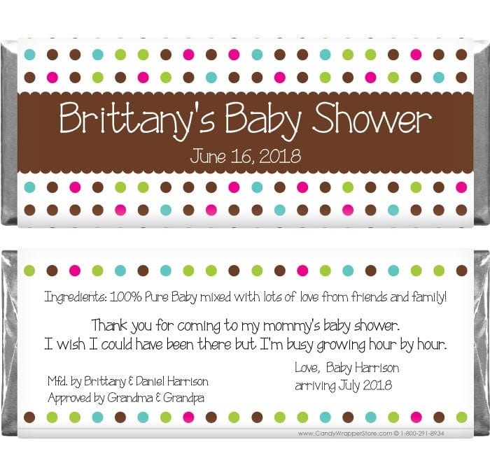 BS350 - Multi Dots Baby Shower Candy Bar Wrappers Multi Dots Baby Shower Candy Bar Wrappers Baby & Toddler BS350