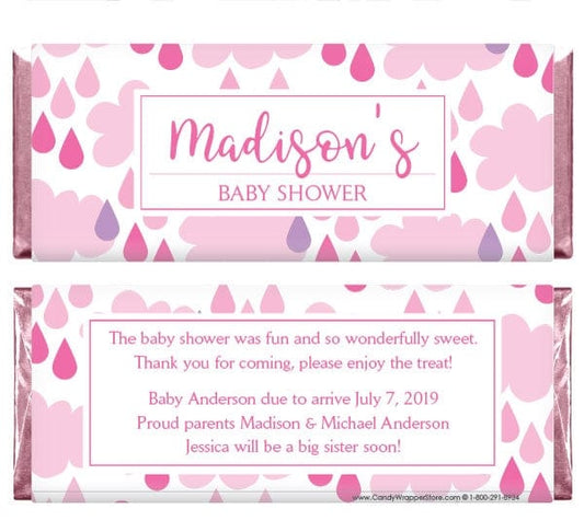 BS352pink - Raindrops Baby Shower Candy Bar Wrappers Raindrops Baby Shower Candy Bar Wrappers Baby & Toddler BS35