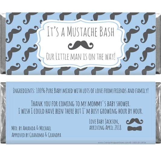 BS357 - Mustache Bash Baby Shower Candy Bar Wrappers Mustache Bash Baby Shower Candy Bar Wrappers Baby & Toddler BS357