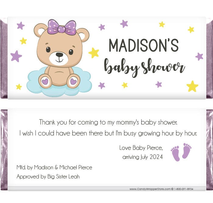 BS374 - Baby Bear with Stars Baby Shower Candy Bar Wrappers Baby Bear with Stars Baby Shower Candy Bar Wrappers Baby & Toddler BS374