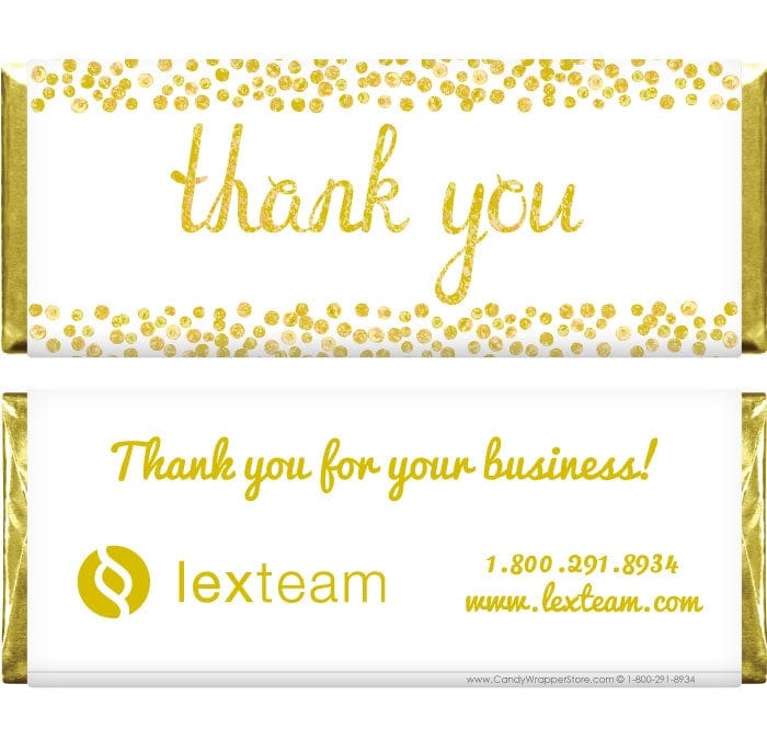 BUS213g - Thank You Gold Tone Dots Business Candy Wrapper Thank You Silver Tone Dots Business Candy Wrapper Party Favors BUS213