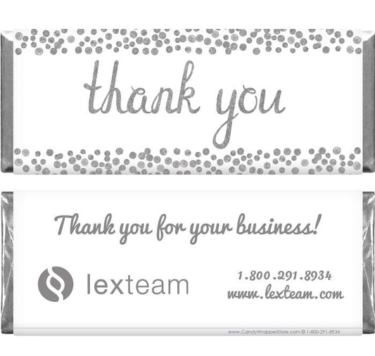 BUS213s - Thank You Silver Tone Dots Business Candy Wrapper Thank You Silver Tone Dots Business Candy Wrapper Party Favors BUS213