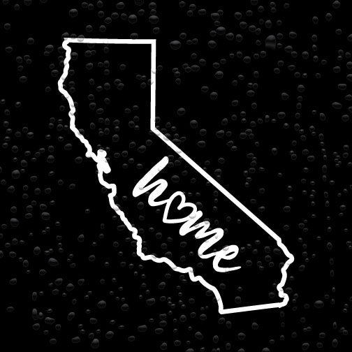 Cal State Script California State Outline with Script Home and Heart Vinyl Decal Car St ...