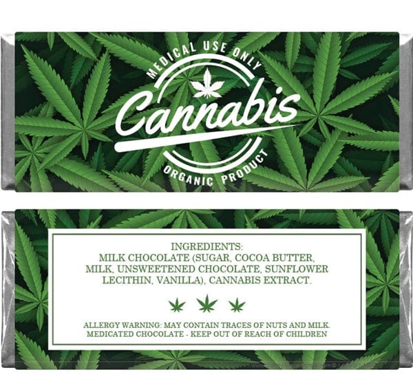 CAN202 - Cannabis Leaf Chocolate Bar Wrapper Candy & Chocolate cannabis