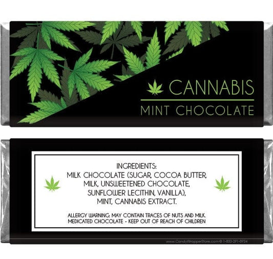 CAN205 - Cannabis Leaves Mint Chocolate Bar Wrapper Cannabis Leaves Mint Chocolate Bar Wrapper Candy & Chocolate cannabis