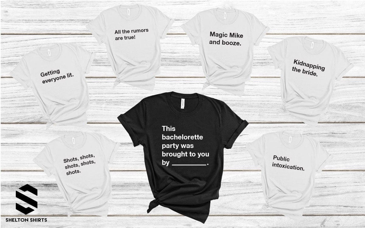 Funny Group Bachelorette Party T-Shirts - Black and White Shirts & Tops Shelton Shirts