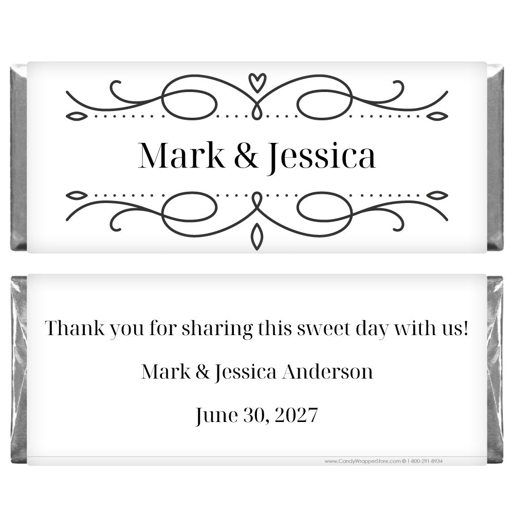 Classic Curls Wedding Candy Bar Wrapper Classic Curls Wedding Candy Bar Wrapper Wedding Favors WA334