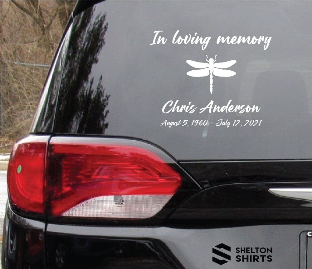 Custom In Loving Memory Dragonfly Memorial Vinyl Car Decal Sticker Candy Wrapper Store