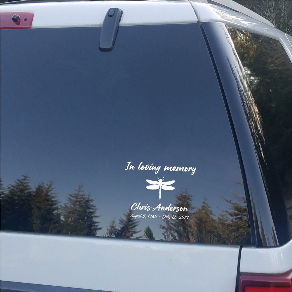 Custom In Loving Memory Dragonfly Memorial Vinyl Car Decal Sticker ...