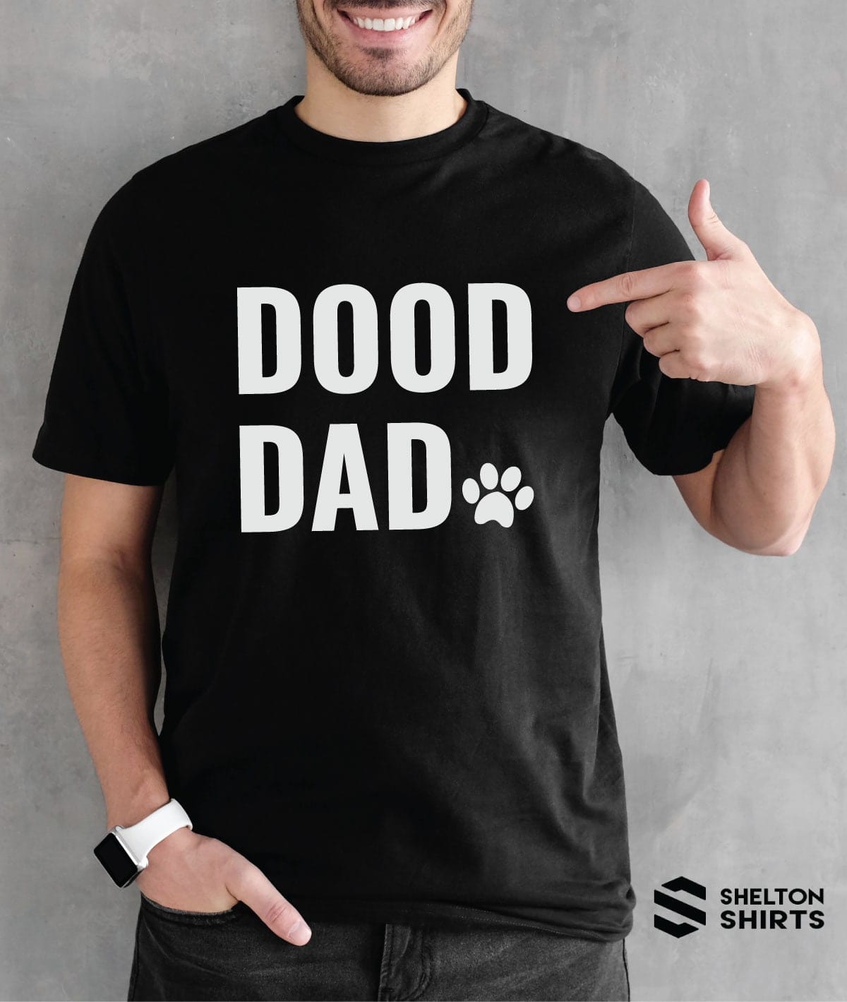 Dood Dad with Paw Print Unisex Comfy Crew Neck T-Shirt - Doodle Dad - Dog Dad Candy Wrapper Store