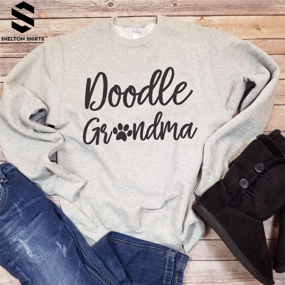 Doodle Grandma Super Comfy Crew Neck Heather Grey Unisex Sweatshirt Candy Wrapper Store