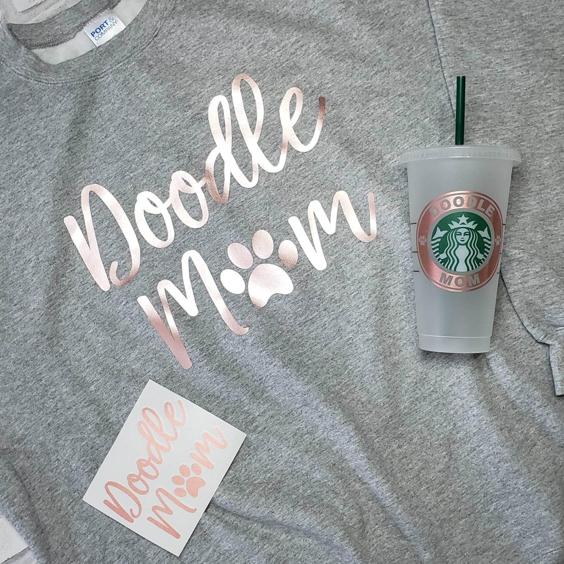 Doodle Mom Super Comfy Crew Neck Heather Grey Unisex Sweatshirt Candy Wrapper Store