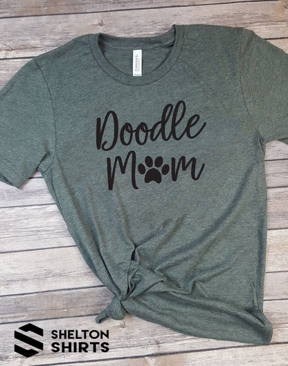 Doodle Mom with Paw Print Super Soft Dark Grey Cotton Comfy T-Shirt Candy Wrapper Store