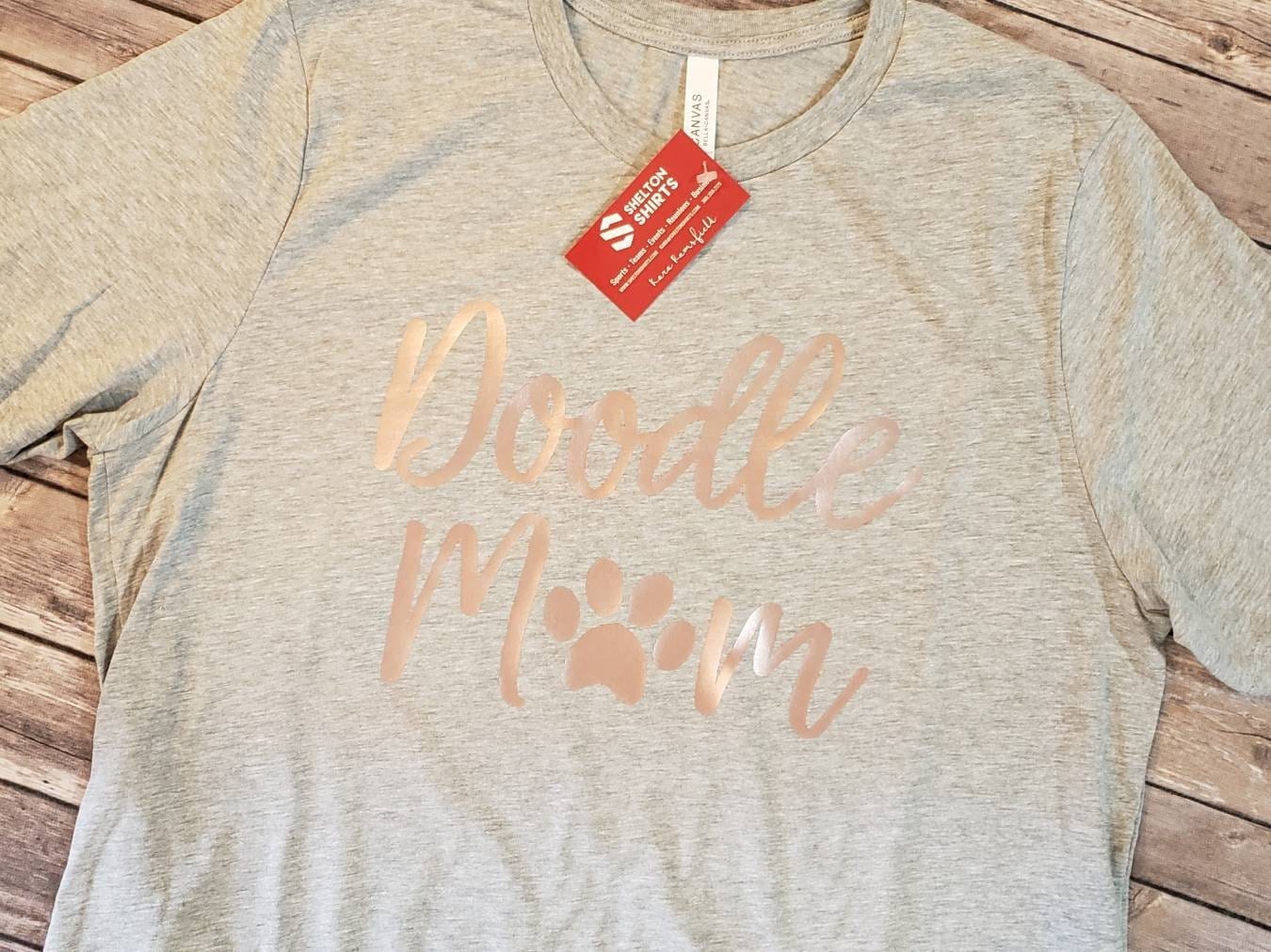 Doodle Mom with Paw Print Super Soft Dark Grey Cotton Comfy T-Shirt Candy Wrapper Store