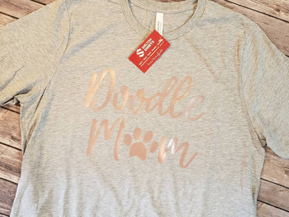 Doodle Mom with Paw Print Super Soft Dark Grey Cotton Comfy T-Shirt Candy Wrapper Store